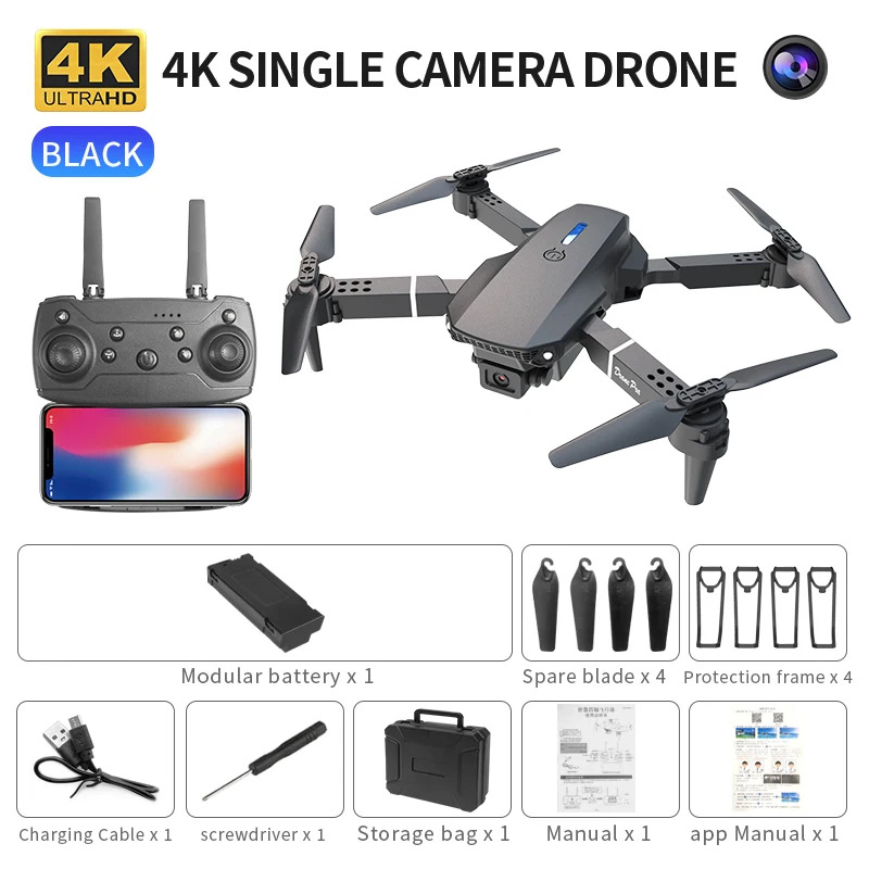 Dron plegable inteligente E88  - Drone Camera 4K reseña y precio